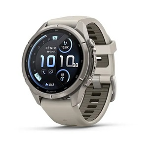 Garmin fēnix 9 Pro inReach, 43 mm AMOLED Titanium Fog Gray/Dark Sandstone, 010-04335-81, pametni sat
