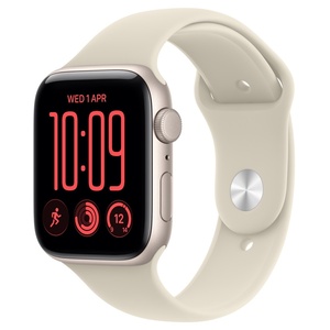Apple Watch SE3 v2 Cellular 44mm Starlight Aluminium Case with Sand Sport Band - S/M