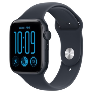 Apple Watch SE3 v2 Cellular 44mm Midnight Aluminium Case with Navy Blue Sport Band - M/L