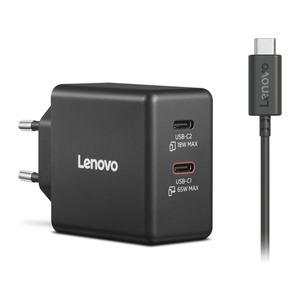 Lenovo Dual USB-C 65W GaN punjač, crni (40AW065BEU)