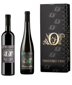 Silvanac zeleni vrhunski 0,75 i Pinot sivi vrhunski 0,75 u crnoj kutiji