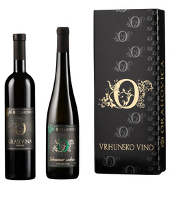 Silvanac zeleni vrhunski 0,75 i Graševina vrhunska 0,75 u crnoj kutiji