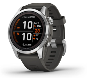 Garmin Fenix 7S PRO SOLAR, Srebrni s grafitno sivim remenom, 42mm, 010-02776-01, pametni sat RA