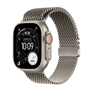 Apple Watch Ultra 3 GPS + Cellular 49mm Natural Titanium Case with Natural Titanium Milanese Loop - Small RA