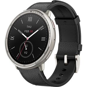 Amazfit Active 2 NFC (Round), 44 mm, crni kožni remen + crveni silikonski remen, pametni sat RA