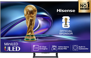 Hisense 55" ULED Mini-LED TV 55E8Q, 4K UHD, VIDAA Smart TV, Hi-View AI Engine, 144Hz Game Mode PRO RA