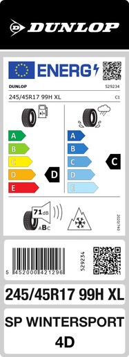 Dunlop 245/45R17 99H Winter Sport 4D MO XL MFS TL, Pot: E, Pri: C, Buka: 69 dB