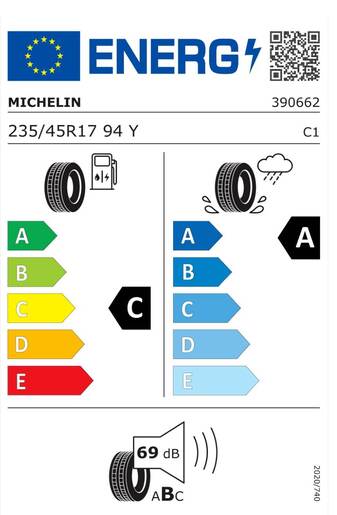 Michelin 235/45R17 94Y Primacy 4 TL, Pot: C, Pri: A, Buka: 69 dB