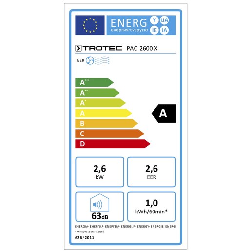 Trotec prijenosna klima PAC 2600X, 2,6 kW
