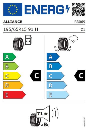 Alliance 195/65R15 91H 030Ex AL30, Pot: C, Pri: C, Buka: 71 dB