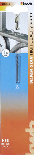 KWB SILVER STAR svrdlo za metal 1,5 mm, 2/1, HSS, DIN 338