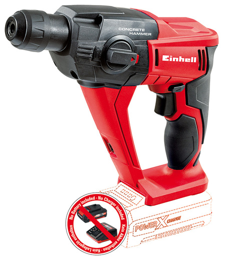 EINHELL akumulatorska čekić bušilica TE-HD 18 Li - Solo Power X-Change, bez baterije i punjača (18V, 1.2 J, 12 mm, SDS plus, LED svjetlo)