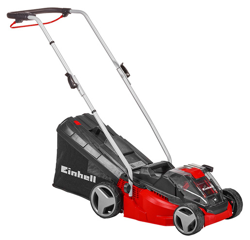EINHELL akumulatorska kosilica GE-CM 33 Li Kit Power X-Change, sa 2 baterije 2,0 Ah Li-ion i 2 punjača (33 cm širina reza, 25 -65 mm visina reza, 30 L košara)