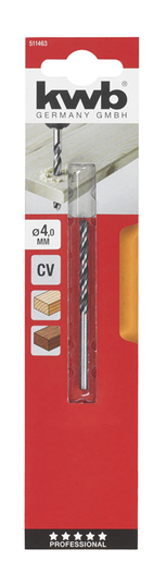 KWB Svrdlo za drvo 4 mm, CV čelik, 2-fazne spirale