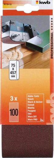 KWB Brusna traka za drvo i metal, 75x457 mm, GR 100, 3/1