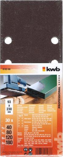 KWB Brusni papir za drvo i metal, 93x230 mm, tip B, 30/1, SPARPACK