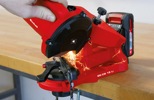 EINHELL akumulatorski oštrač lanaca GE-CS 18 Li - Solo Power X-Change, bez baterije i punjača (18V, LED svjetlo)