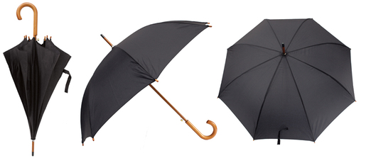 Kišobran Zeus drvena drška crni