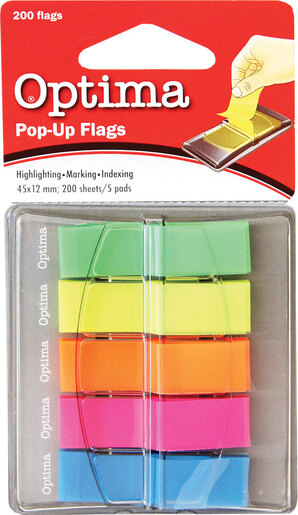 Zastavice označ. POP-UP 200/1 5bojax40 neon 45x12mm OPTIMA 22940