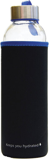 Boca za vodu staklena Stream 500 ml crno /plava, mutno staklo