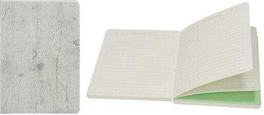 Notes Wood style HARD GREY,  čvrste korice