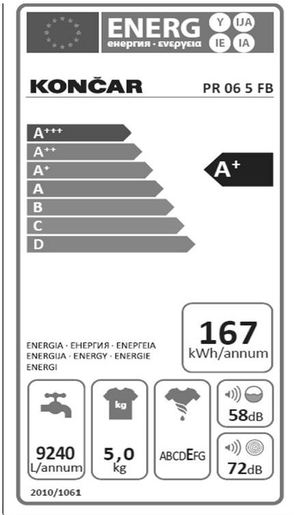 Končar perilica rublja PR 06 5 FB
