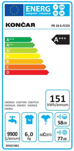 Končar perilica rublja PR 10 6.FCD3
