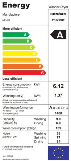 Končar perilica sušilica rublja PS1496K2