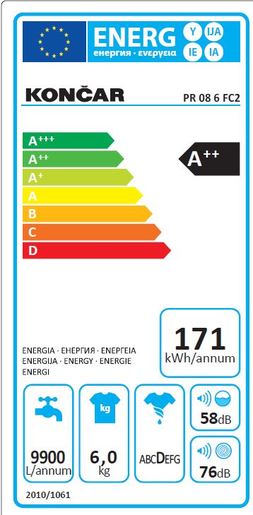 Končar perilica rublja PR 08 6 FC2