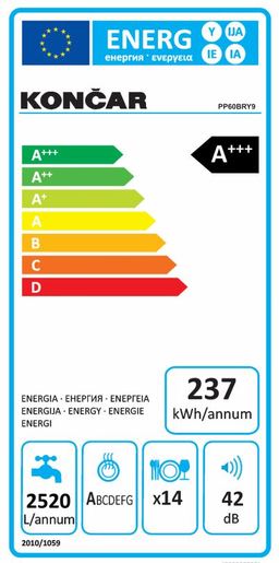 Končar perilica posuđa PP60BRY9