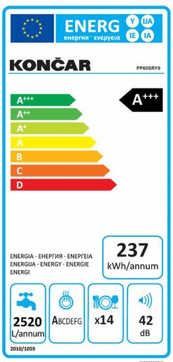 Končar perilica posuđa PP60SRY9