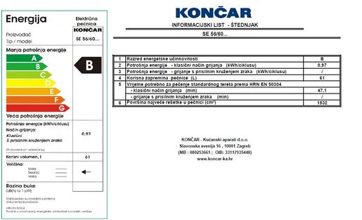 Končar štednjak SE 5613 P.BK3