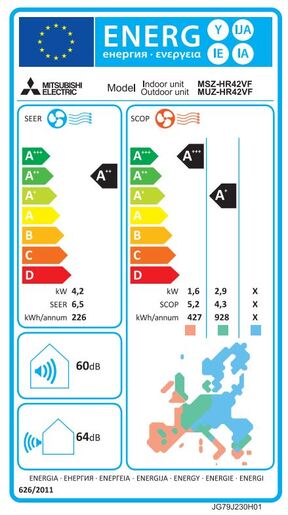 Mitsubishi Electric klima uređaj Standard Eco Inverter MSZ-HR42VF/MUZ-HR42VF