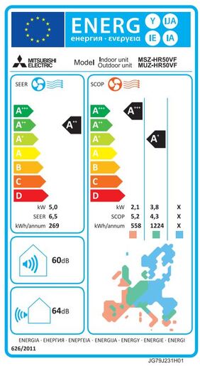 Mitsubishi Electric klima uređaj Standard Eco Inverter MSZ-HR50VF/MUZ-HR50VF