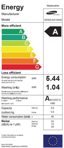 Samsung perilica-sušilica rublja WD80J5A10AW/LE