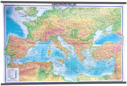 Karta Sredozemlje, fizička 1:2 000 000