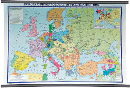 Karta Europa u prvoj polovici 19. stoljeća (1815.- 1849.)
