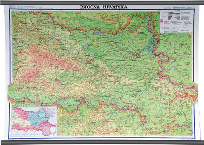 Karta Istočna Hrvatska, fizička, 1:130 000