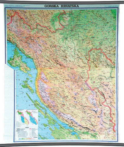 Karta Gorska Hrvatska, fizička 1:130 000