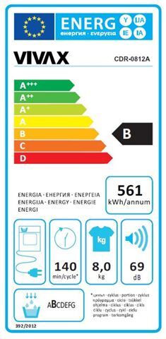 VIVAX HOME sušilica rublja CDR-0812A