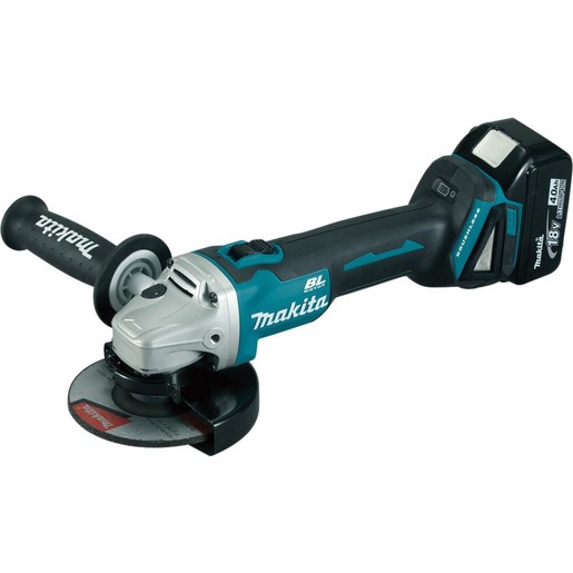 MAKITA akumulatorska kutna brusilica 18V, 125mm (18V,5.0Ah,Li-ion), 2 baterije, kofer, punjač