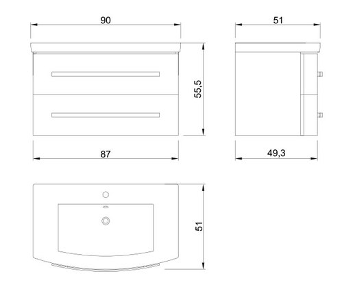 CONCEPTO ARIA 90 kupaonska baza s umivaonikom