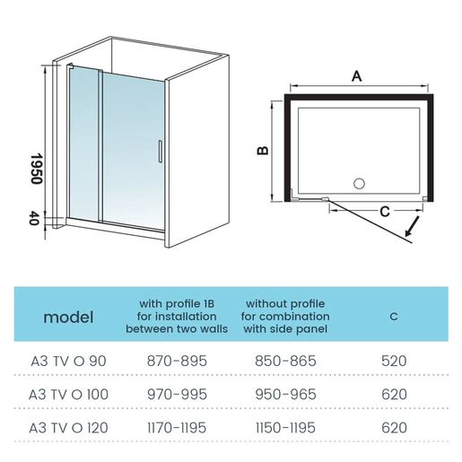 VOXORT PRO A3-LINE 120 tuš vrata