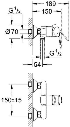 GROHE BAUEDGE miješalica za tuš kadu