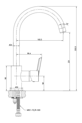 VOXORT GLEM niskotlačna miješalica za sudoper 8250d