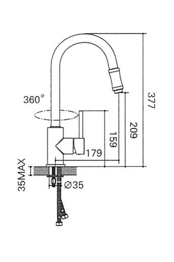 VOXORT DESIGN miješalica za sudoper s tušem 56021
