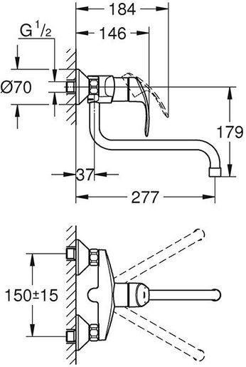 GROHE EUROSMART NEW 32224002 miješalica za sudoper, okretni raspon od 360°
