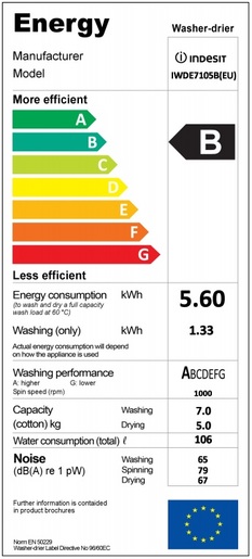 Indesit perilica sušilica rublja IWDE 7105 B