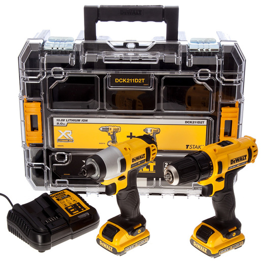 DEWALT akumulatoski set DCK211D2T DCD710 + udarni odvijač DCF815 10.8 V (2 akumulatora 2.0 Ah, brzi punjač, TSTAK kofer)