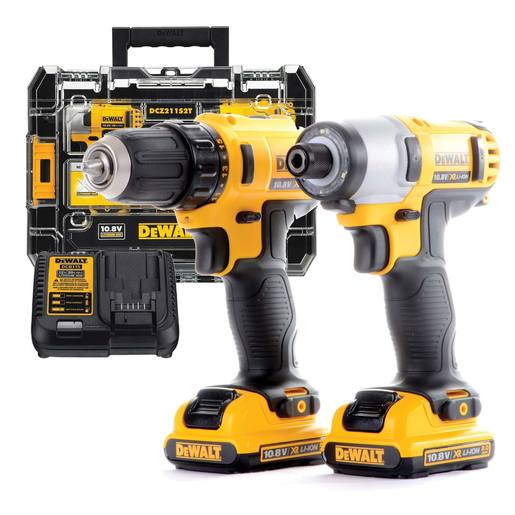 DEWALT akumulatoski set DCK211D2T DCD710 + udarni odvijač DCF815 10.8 V (2 akumulatora 2.0 Ah, brzi punjač, TSTAK kofer)
